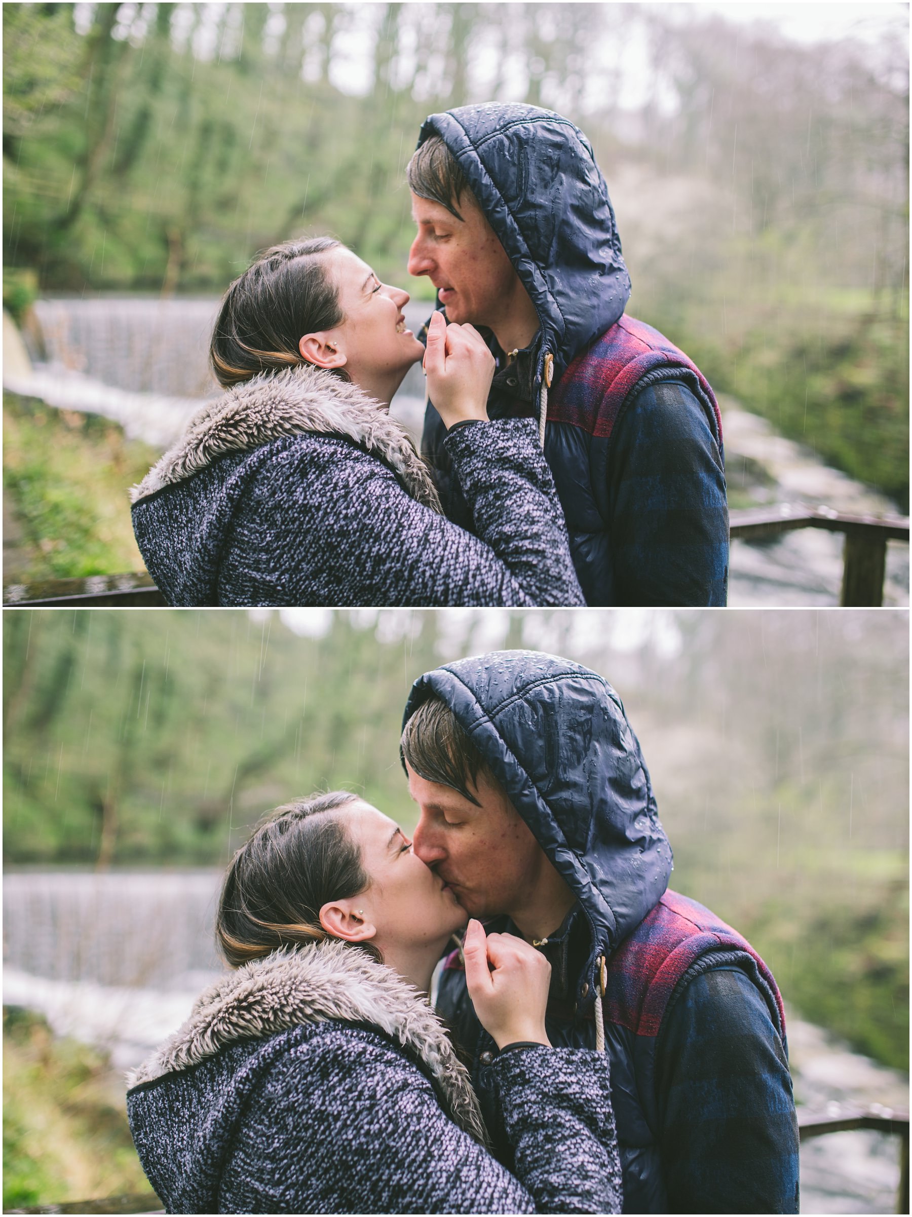 a couple kiss in the rain
