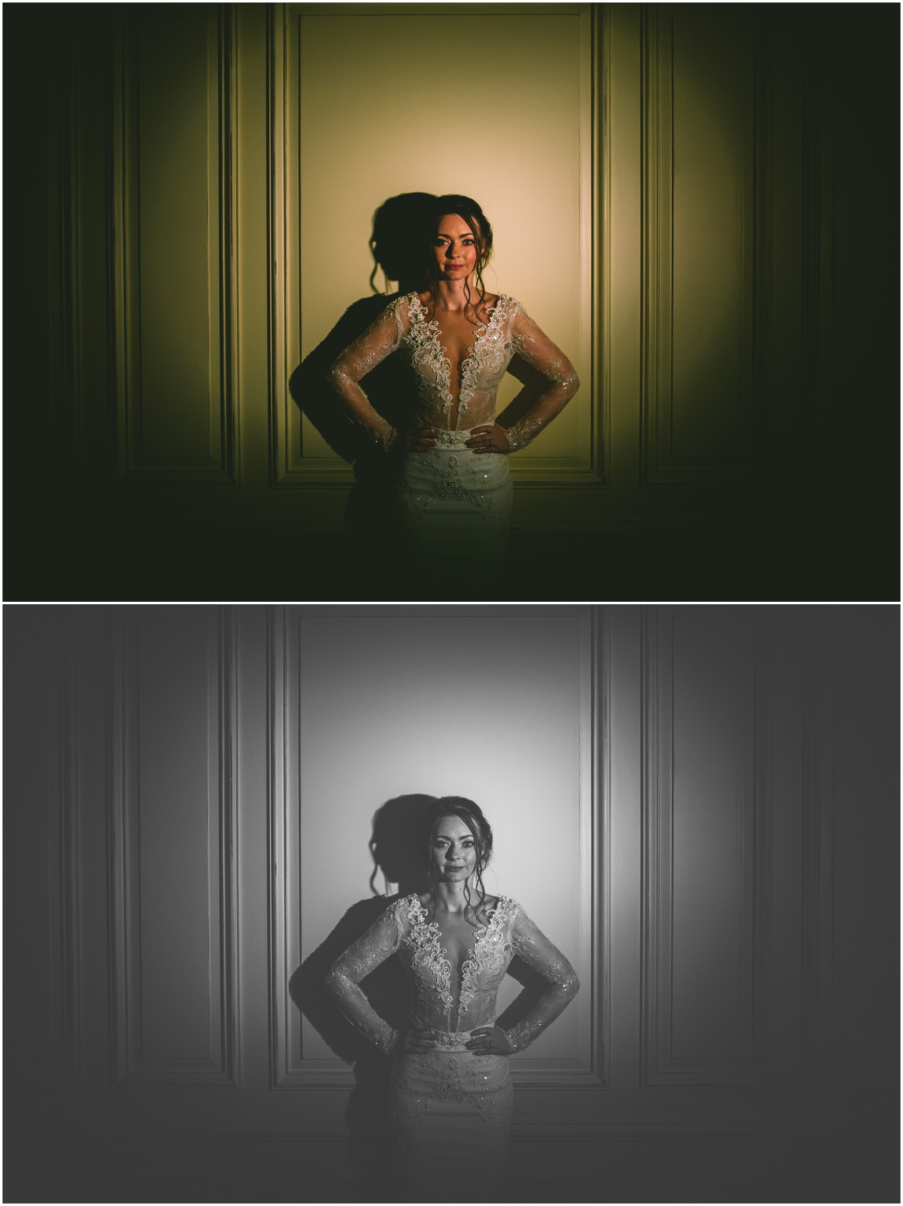 Bridal portrait lit with a spot light