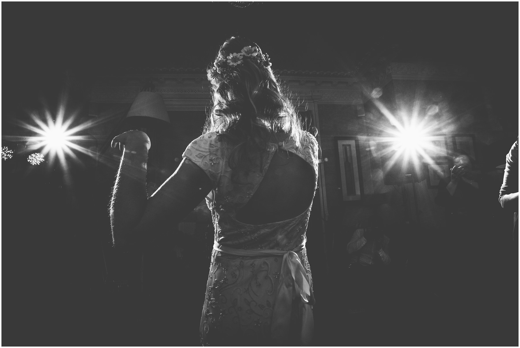 Bride in black and white during her first dance