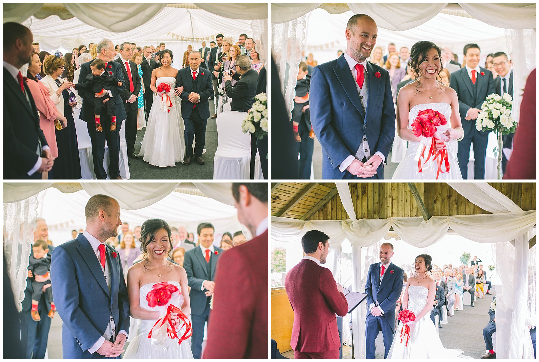 Bride arrives for the wedding ceremony at Pentre Mawr