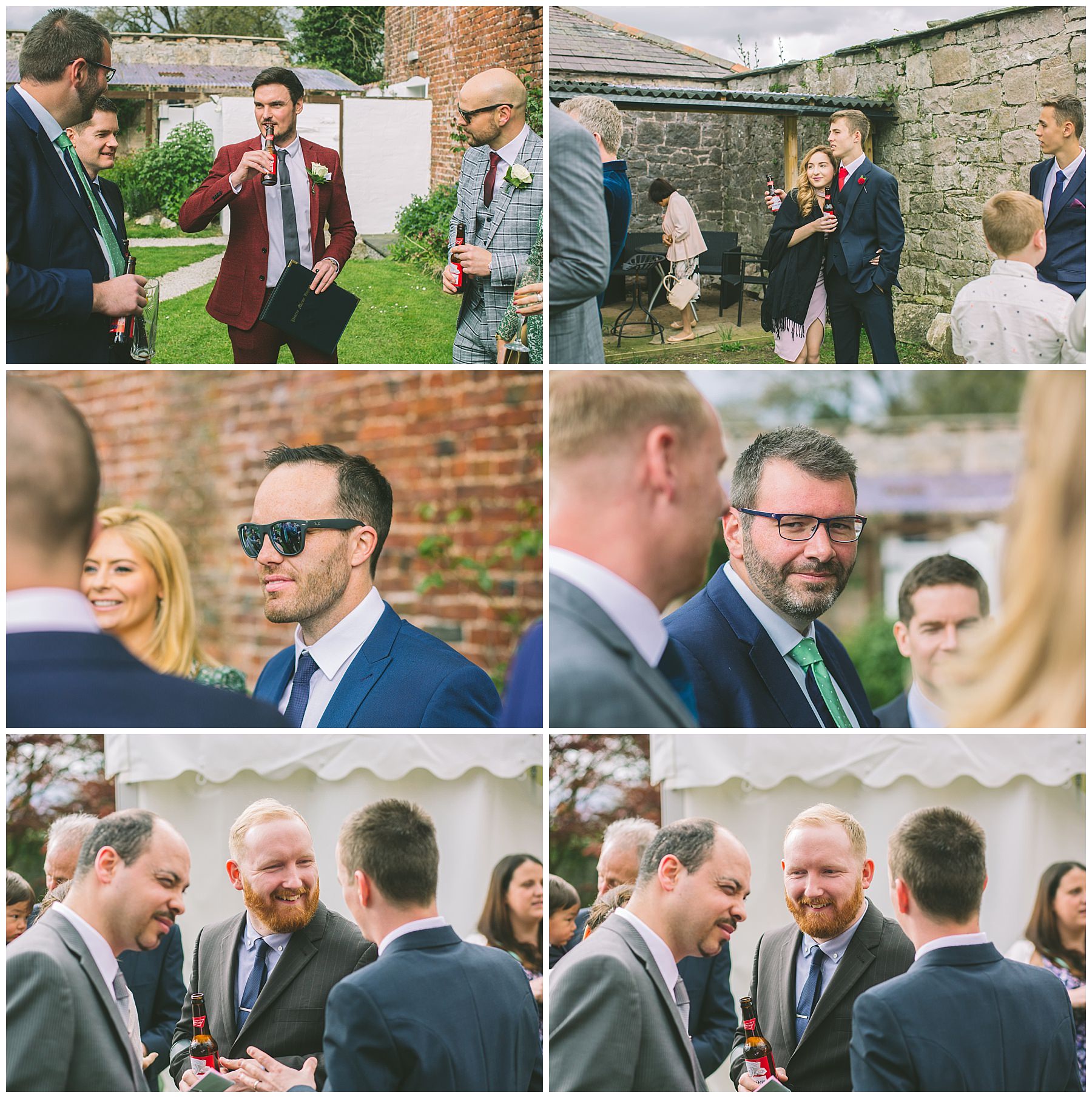 Guests enjoy reception drinks at Pentre Mawr