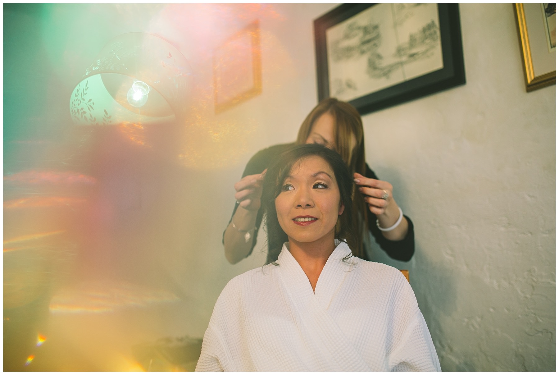 Bride has her hair set for wedding day