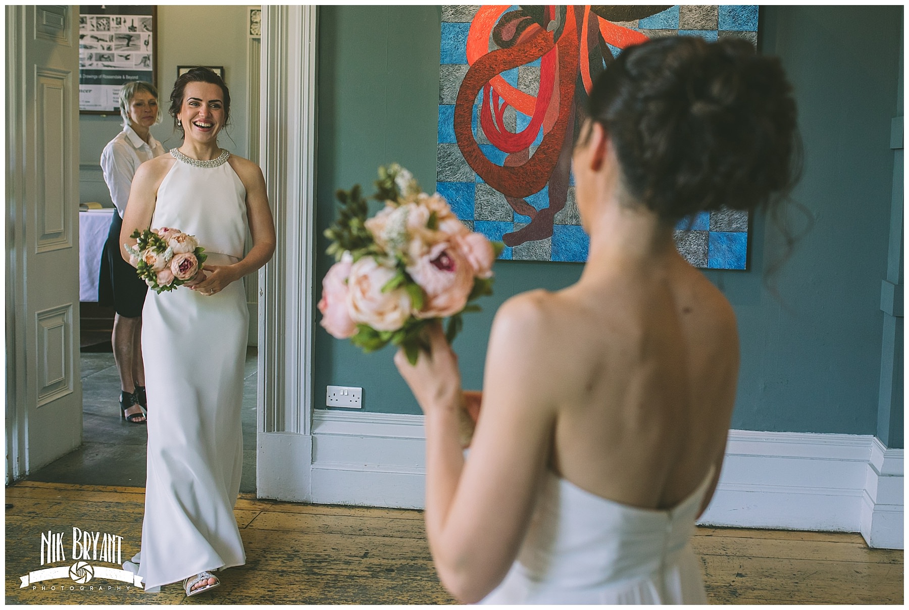 Same sex wedding first look at The Whitaker in Rosendale