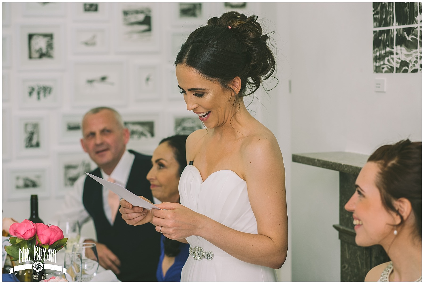 bride makes a speech during same sex wedding