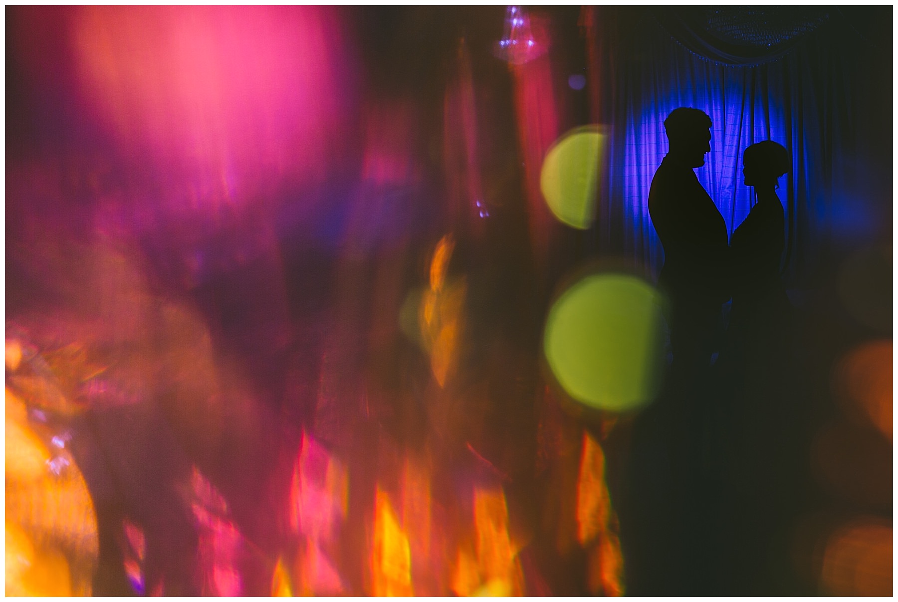 Silhouette of wedding couple at eaves hall
