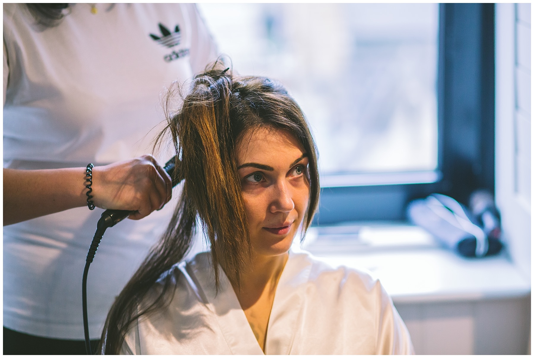 bride has her hair done at King Street Townhouse Manchester