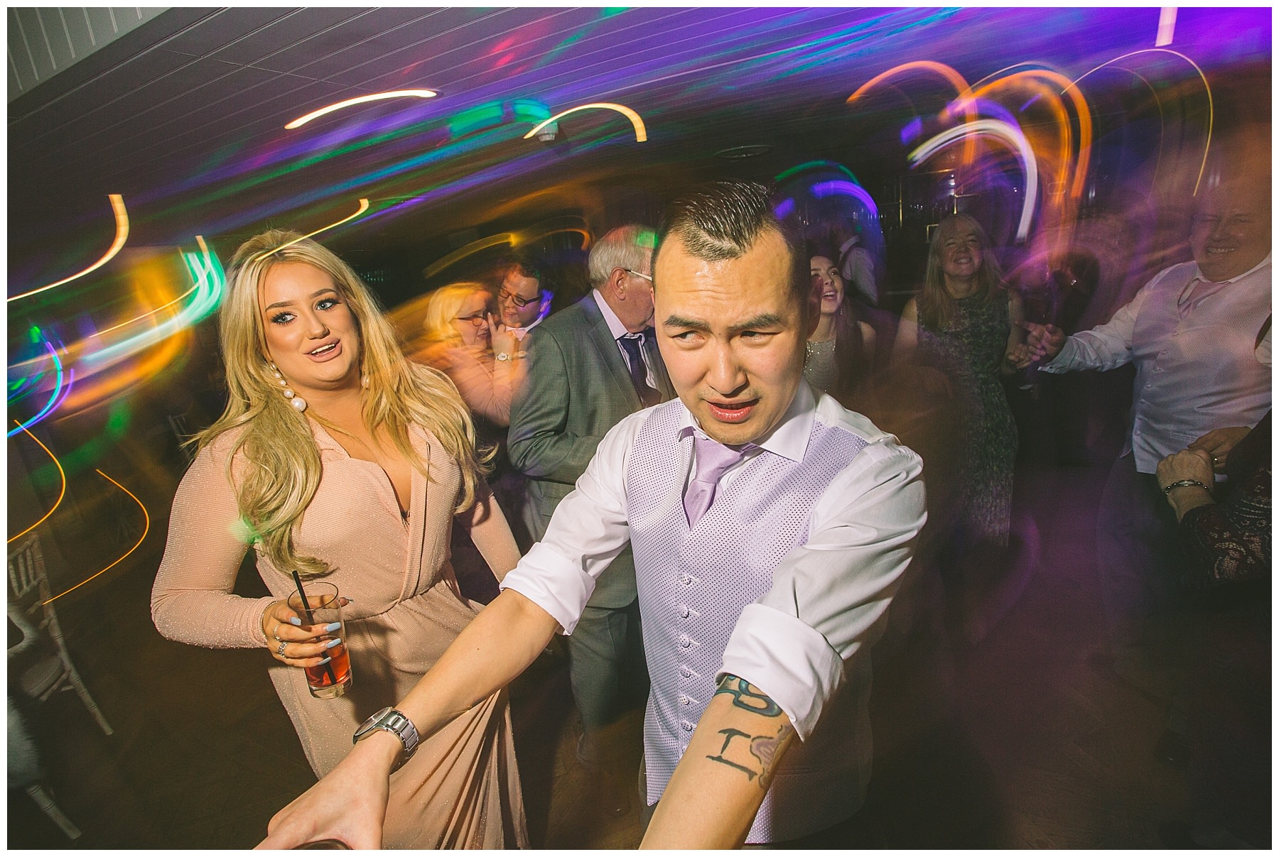 dancefloor party at Winter wedding