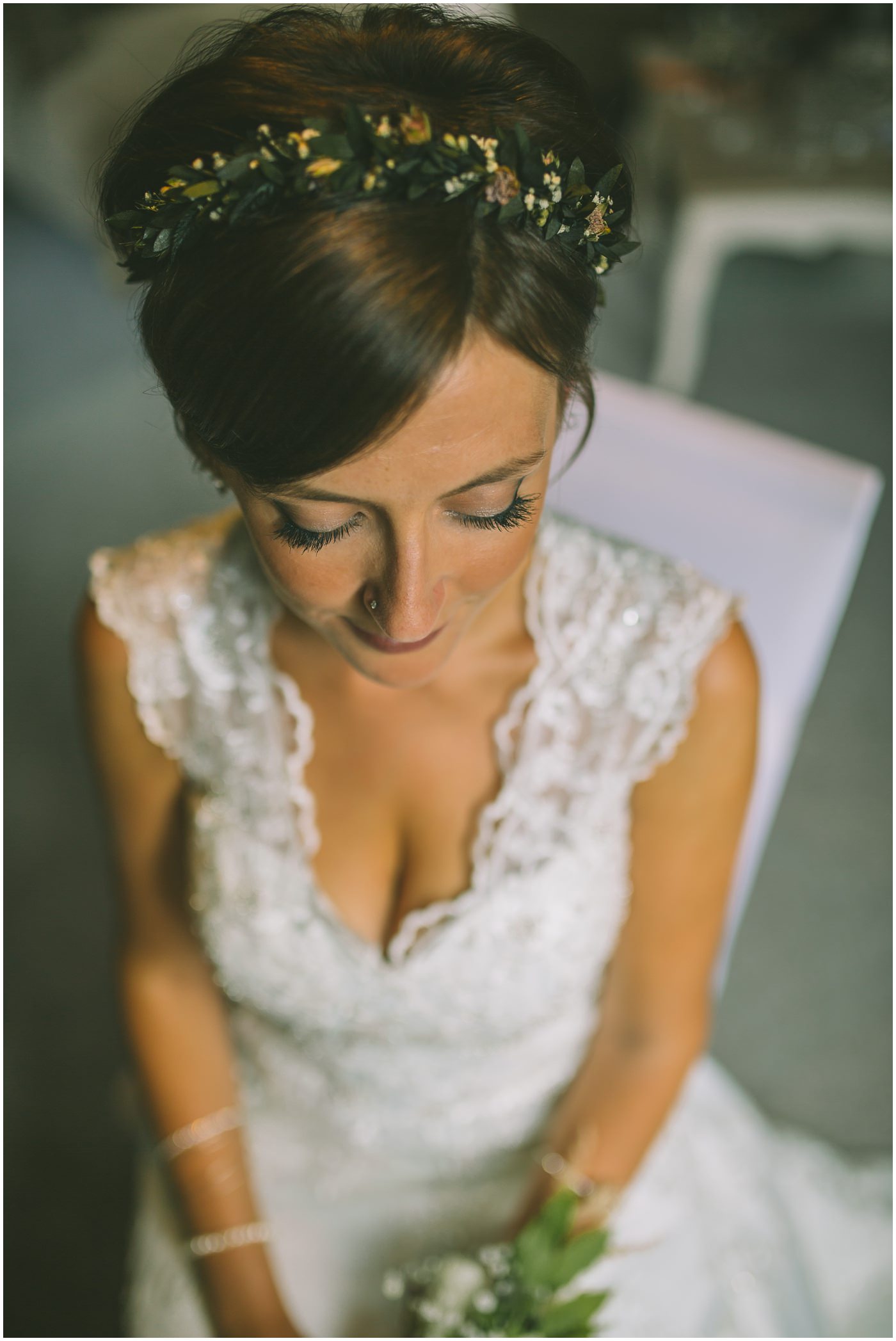 Bridal portrait in beautiful window light in bridal prep room