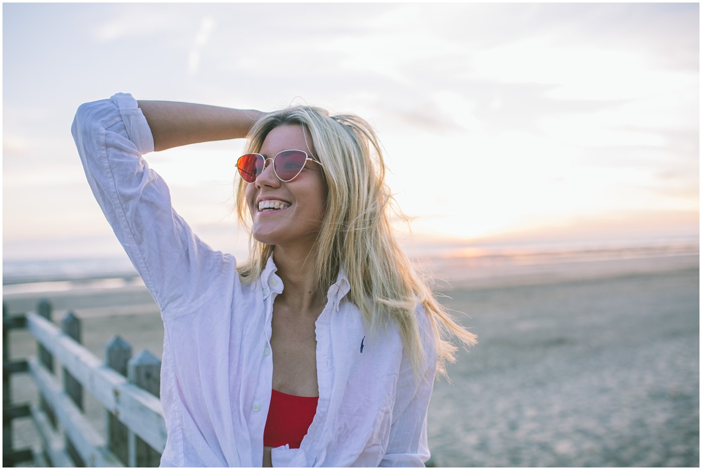 Model at sunset on Formby beach