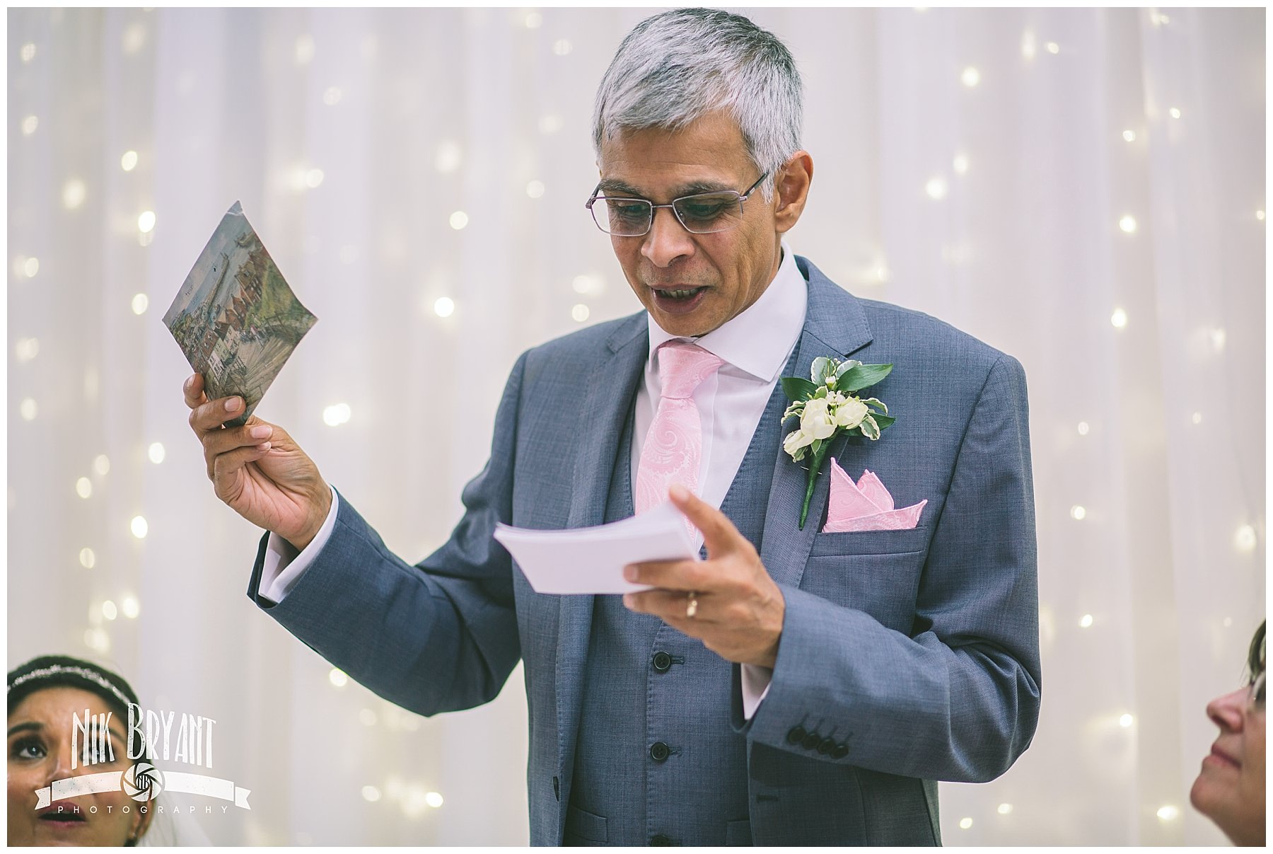Father of the bride speaks about his daughter at her wedding