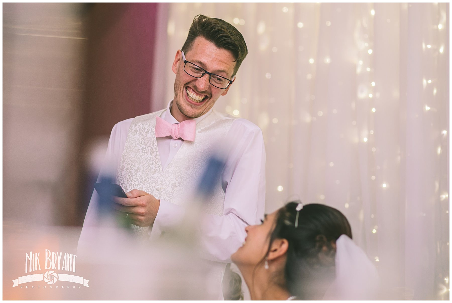 Groom addresses his bride during his wedding speech