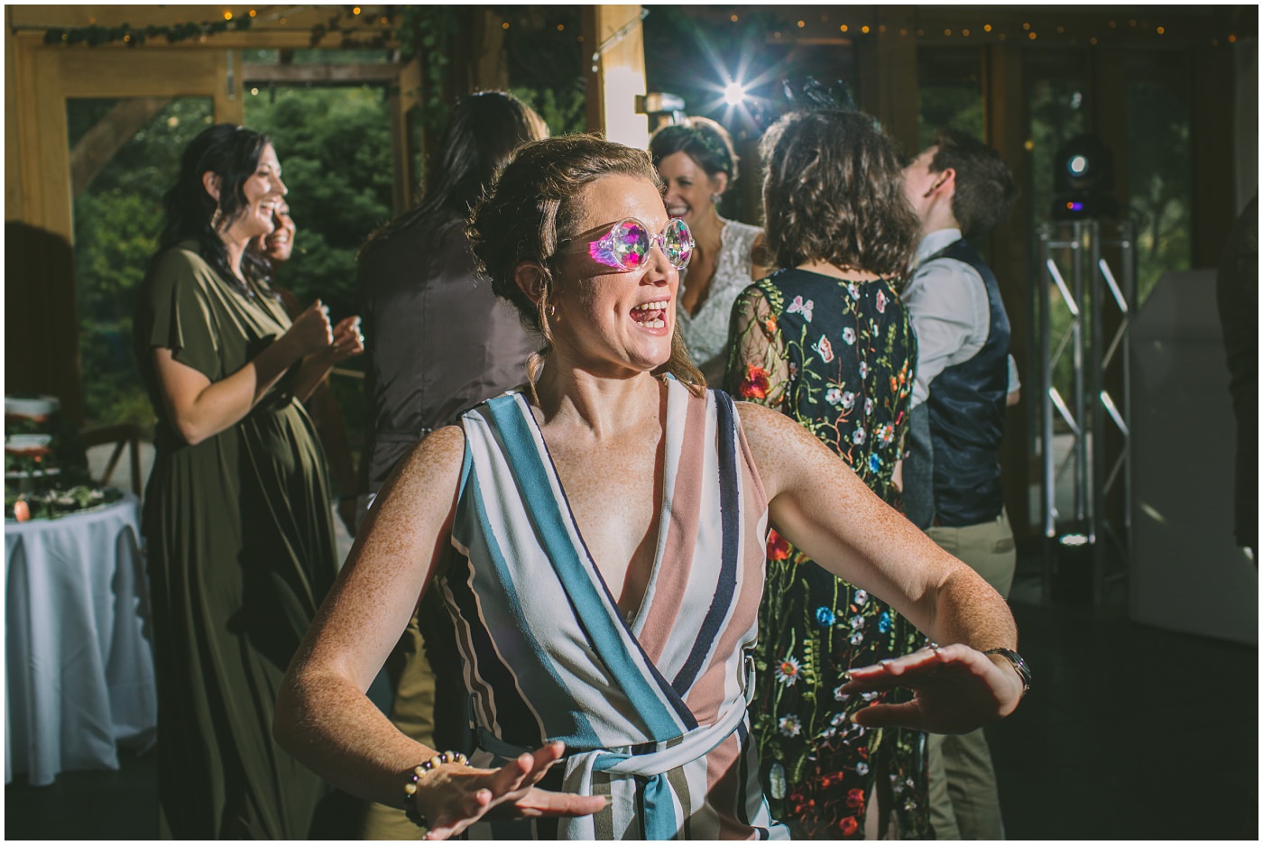 wedding guest has fun on dance floor