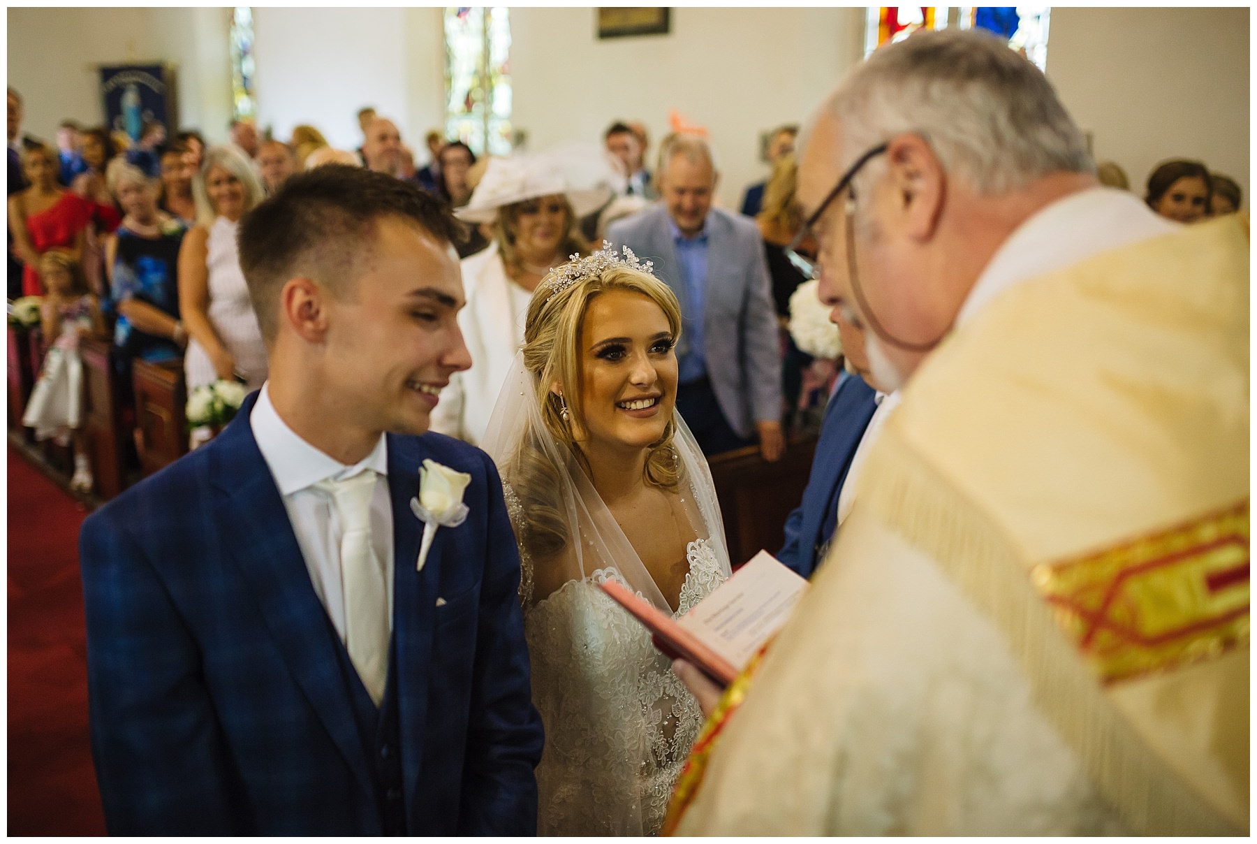 bride and groom in Lancashire church service