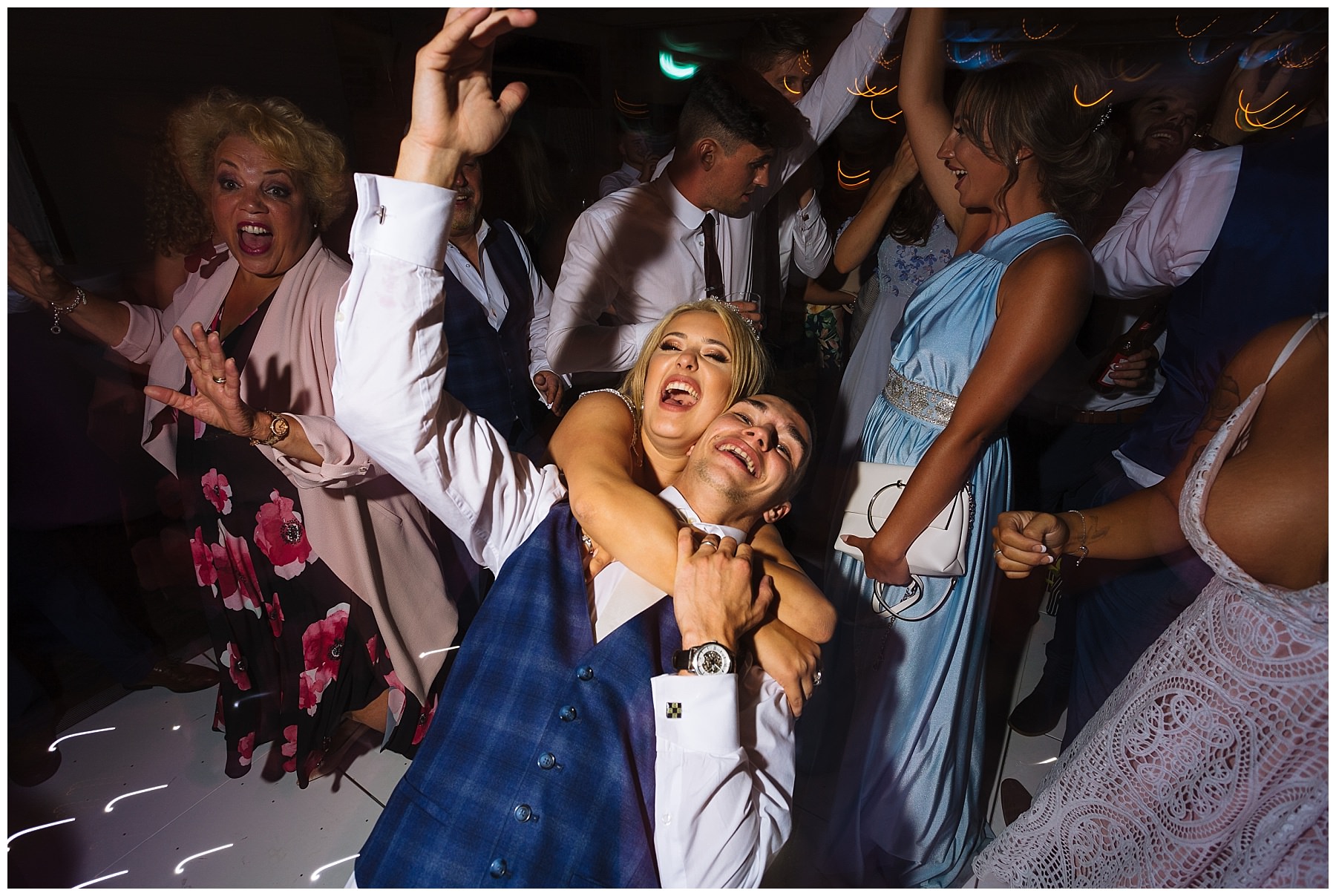 Bride and Groom party with guests at Bartle Hall