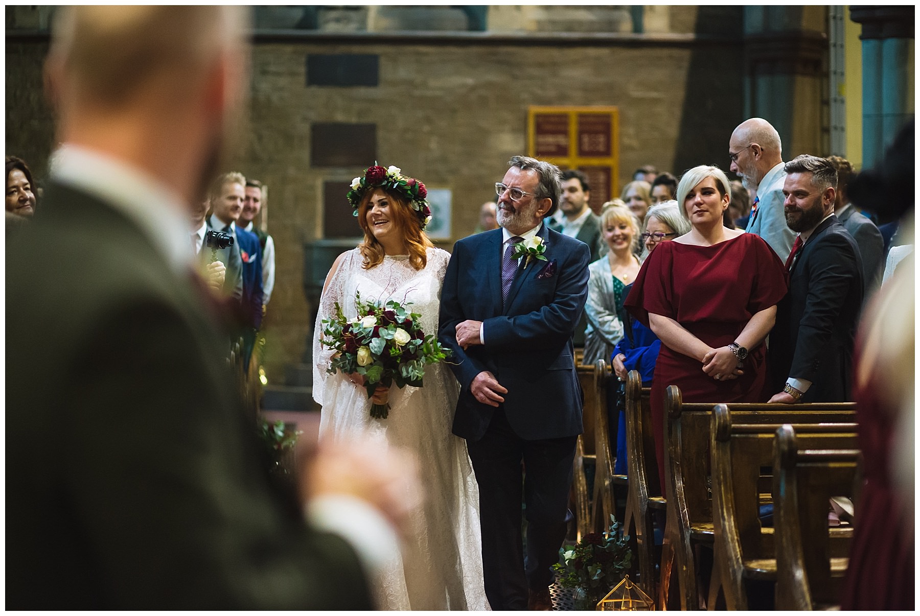 Father of the bride walks his daughter down the isle