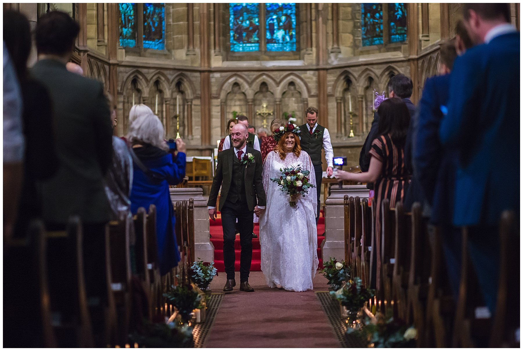 bride and groom exit church