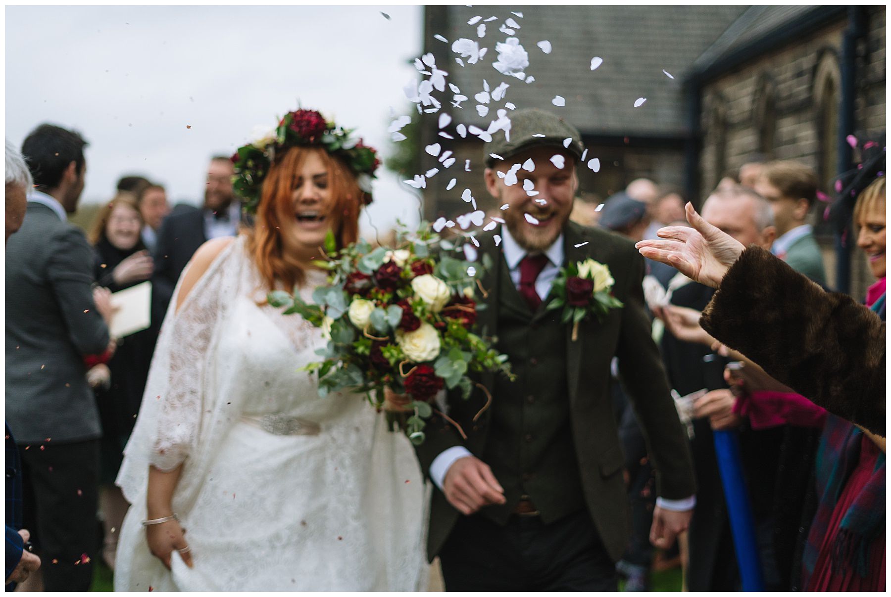 confetti thrown in church grounds
