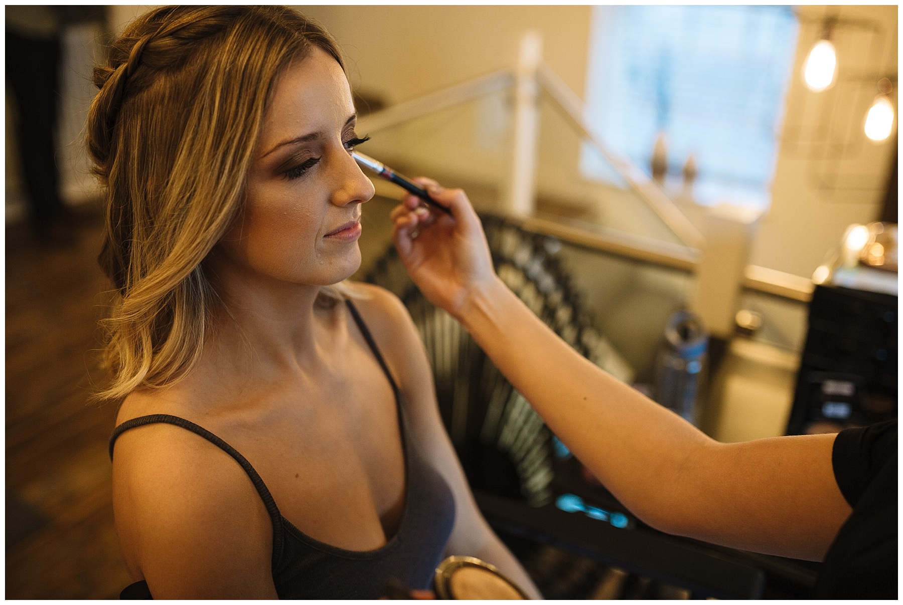 bridesmaid has make up applied for Clitheroe wedding