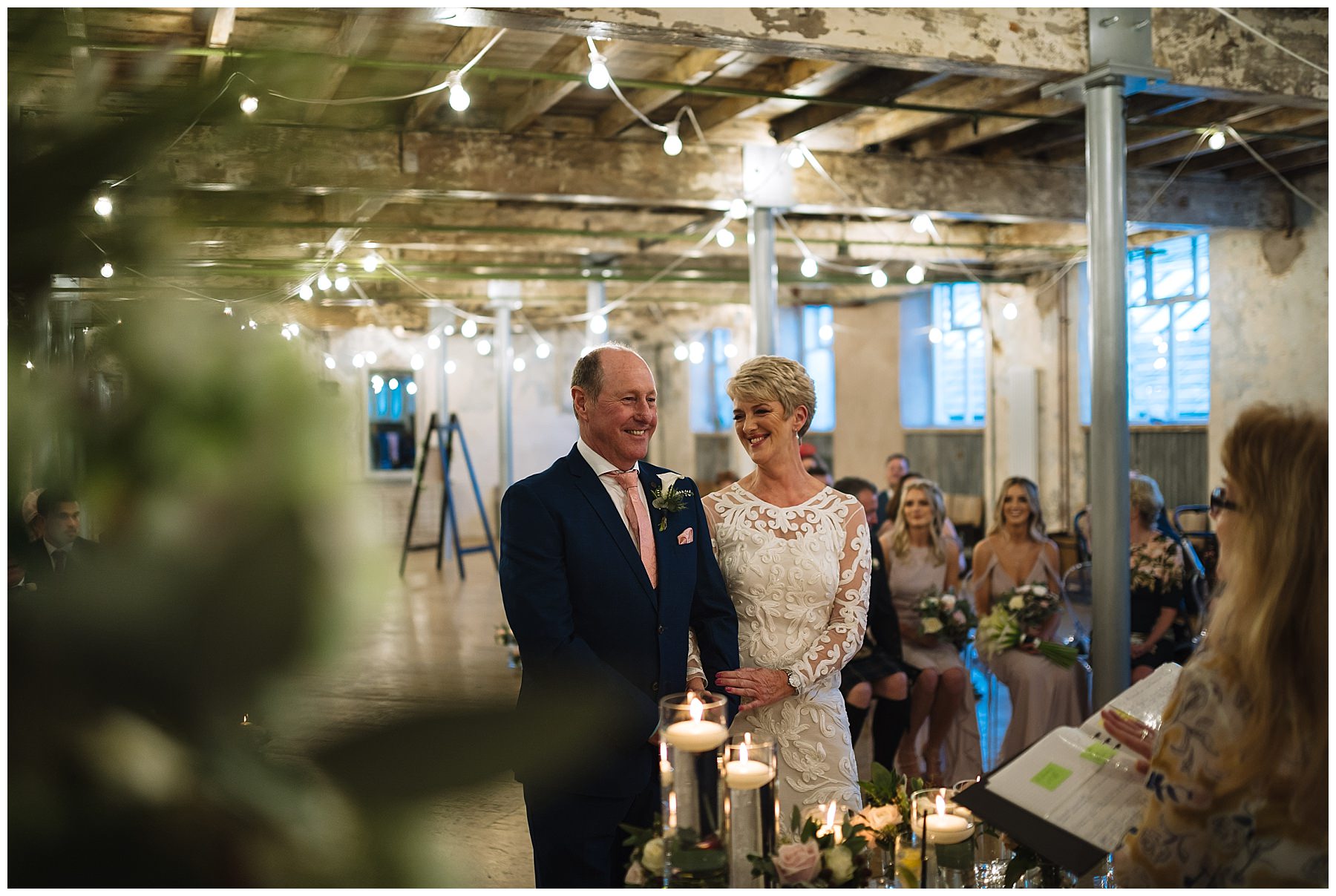 Bride and Groom during ceremony at Holmes Mill