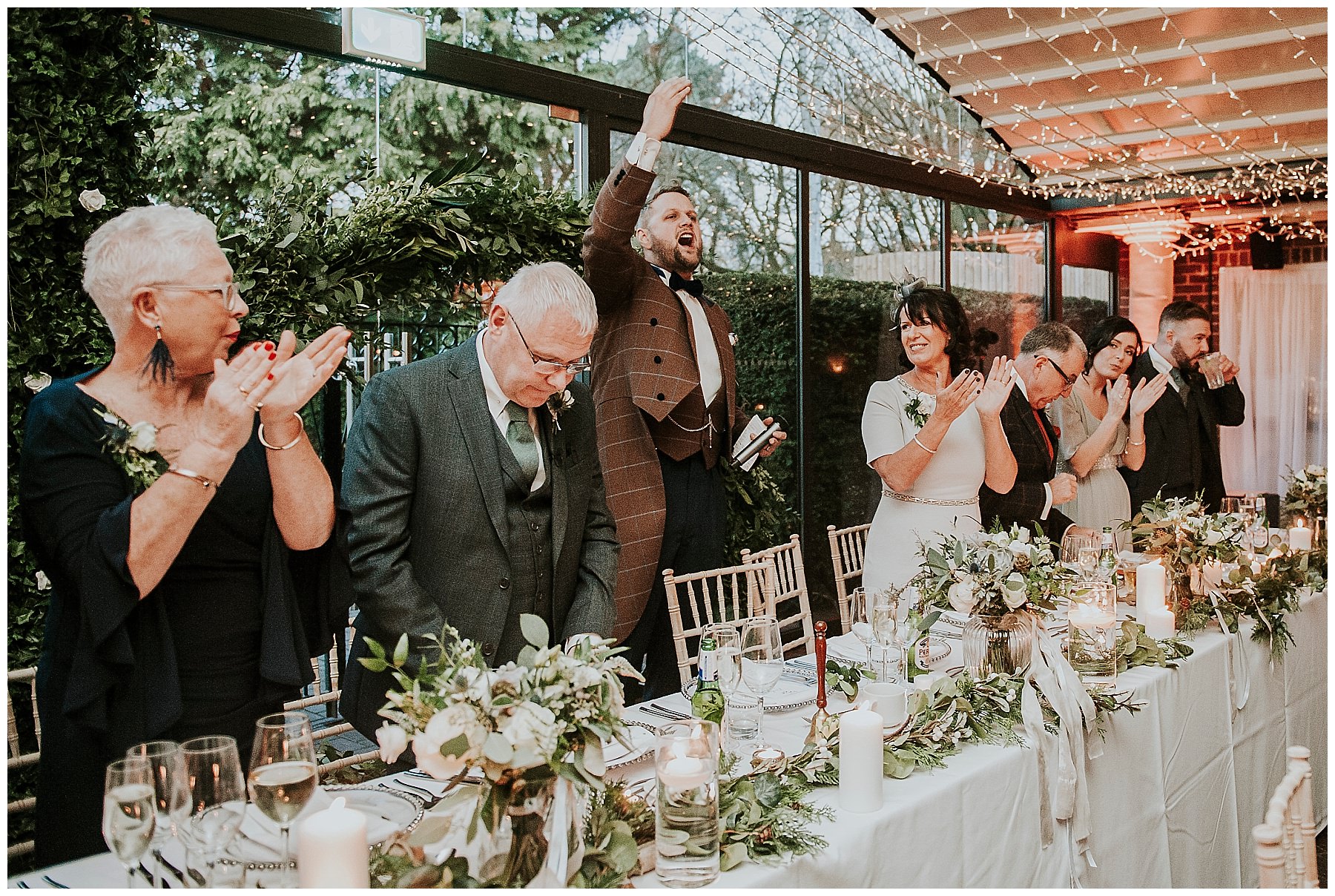 Toastmaster announces bride and groom into wedding breakfast