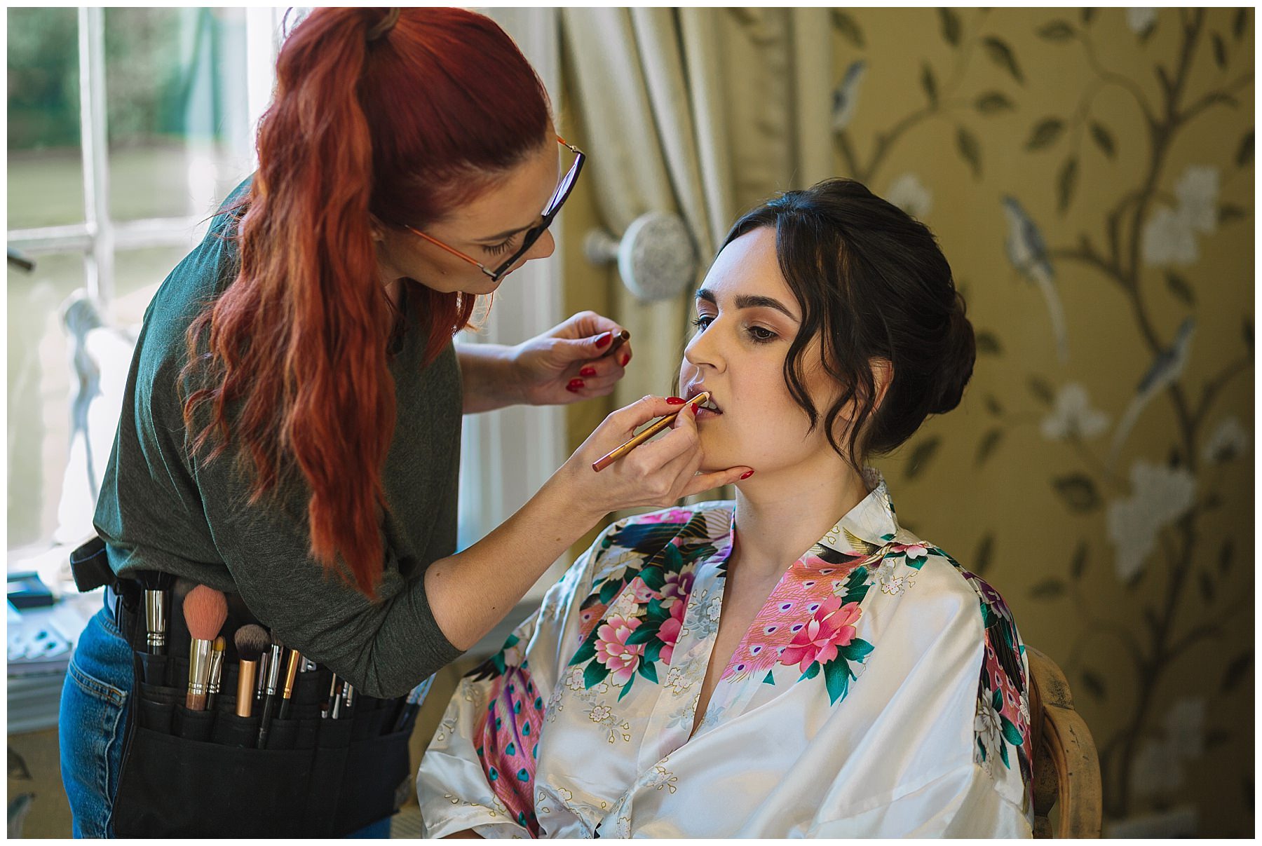 Helen Cafferky Make Up during Bridal Prep at Eaves Hall