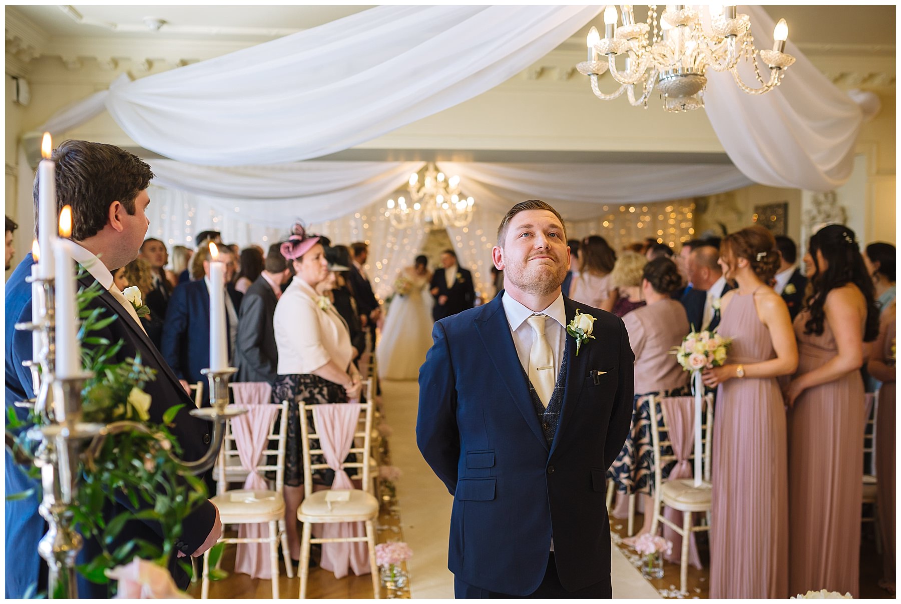 Emotional groom waits for brides arrival