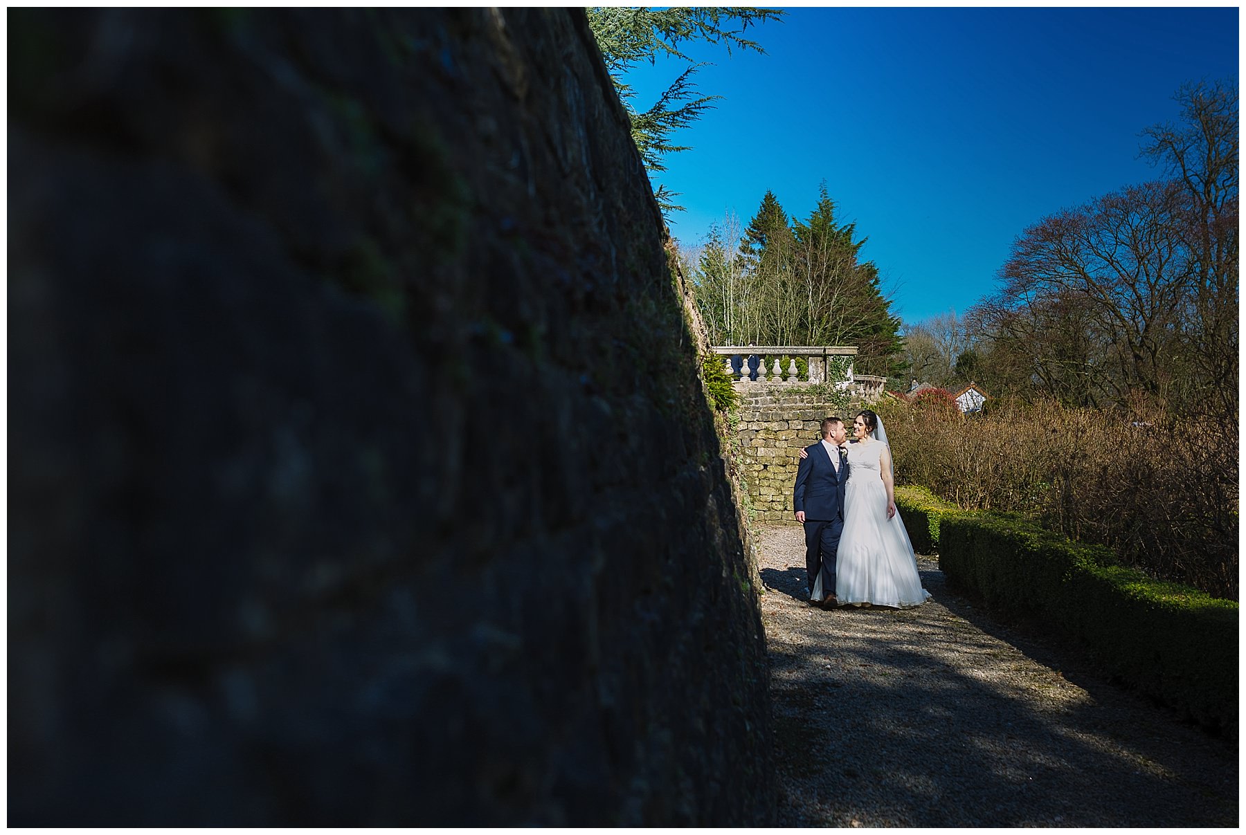 Walking through the gardens at Eaves Hall
