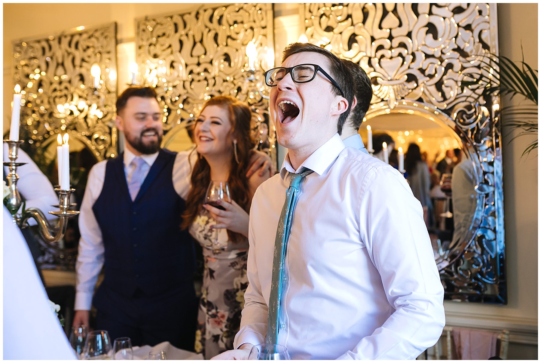 Guests enjoy the fun of the DFC wedding hosts