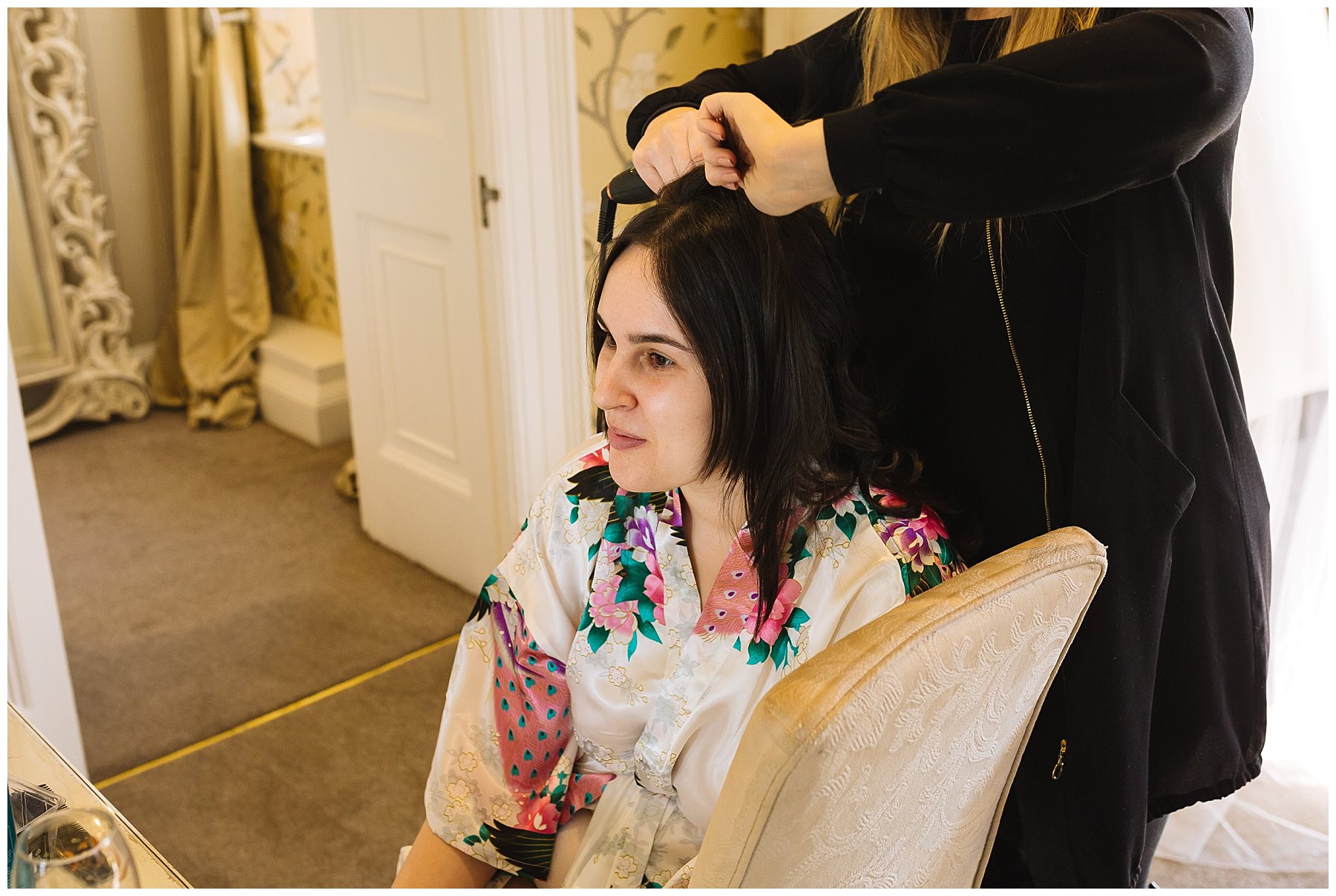 Bridal prep at Eaves Hall