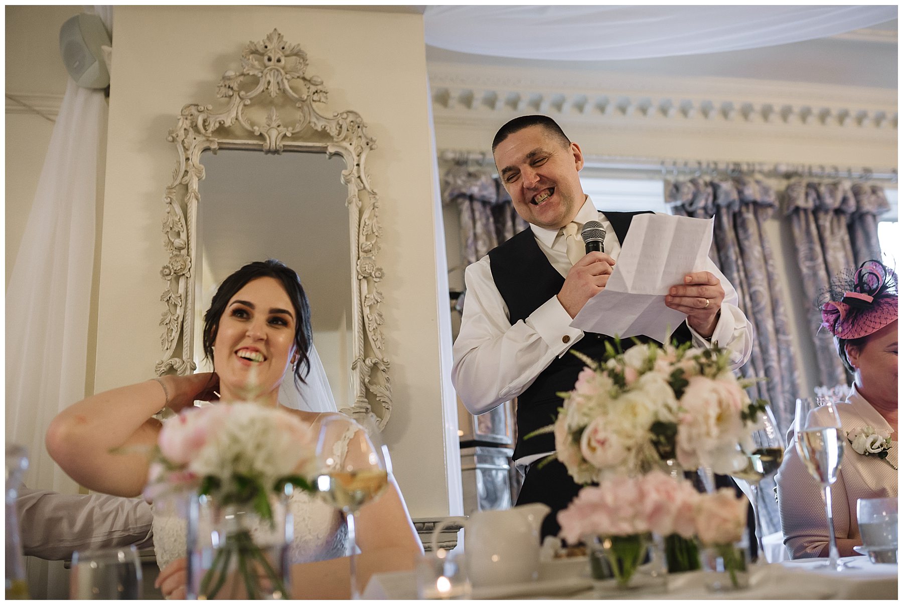 Father of the bride gives his speech at eaves hall