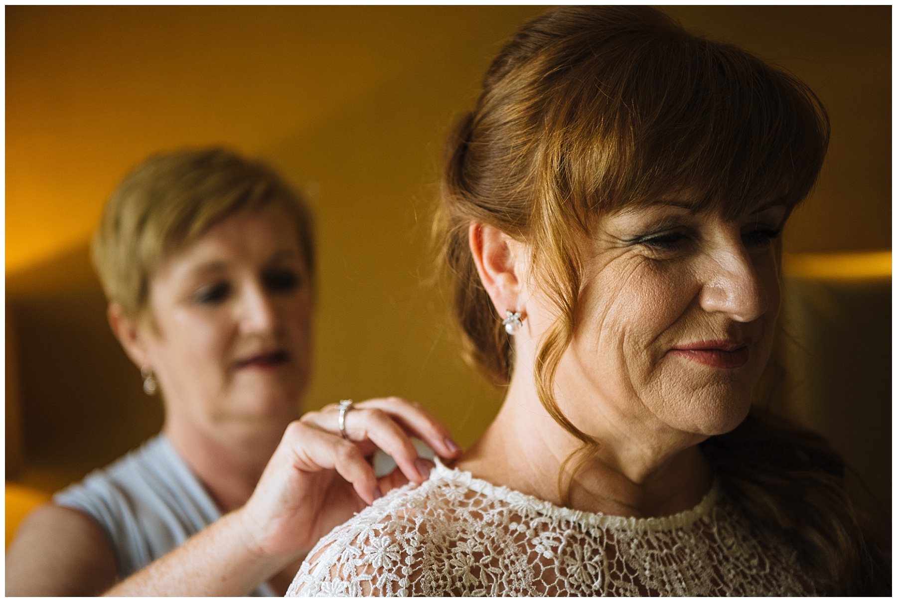 final wedding dress adjustments before Healey Barn Wedding