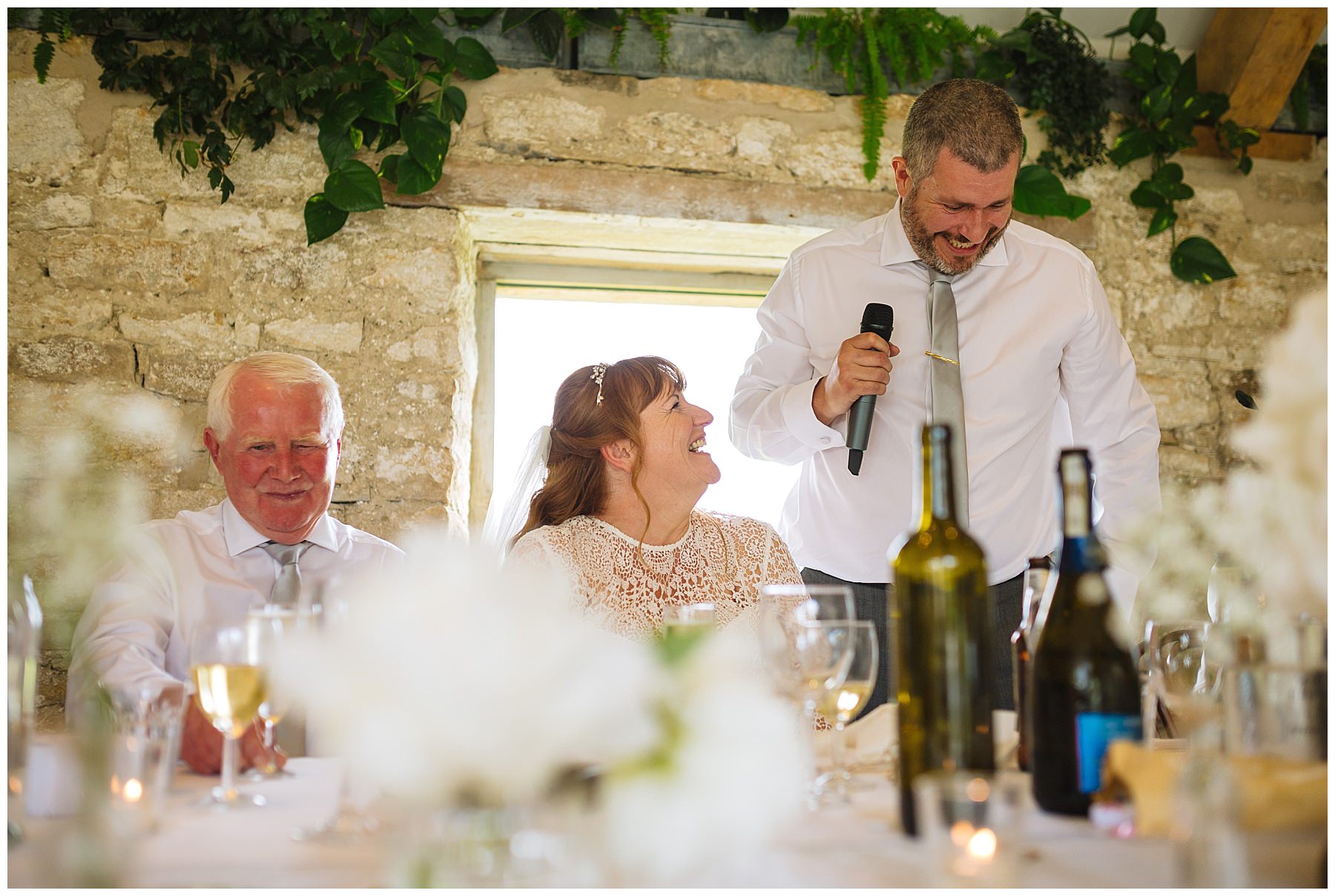 Grooms speech in the main hall at Healey Barn