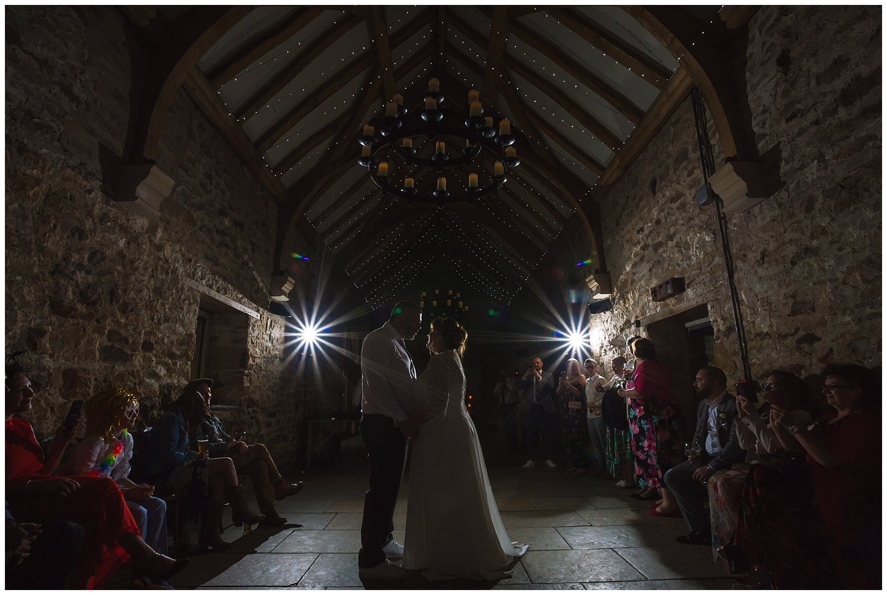 First dance in the stunning barn at healey barn in northumberland
