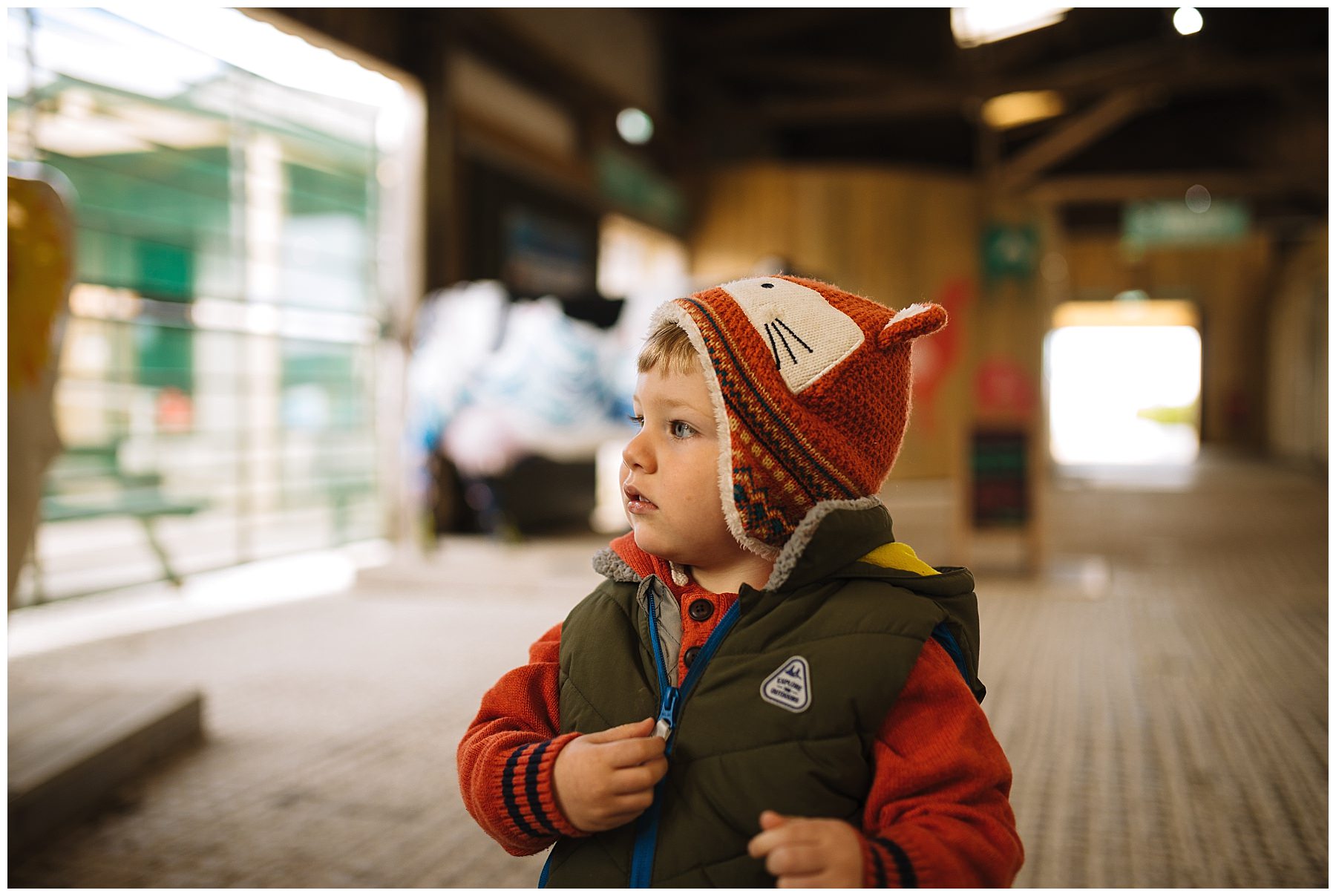 Toddler exploring tapnel farm park on the isle of wight