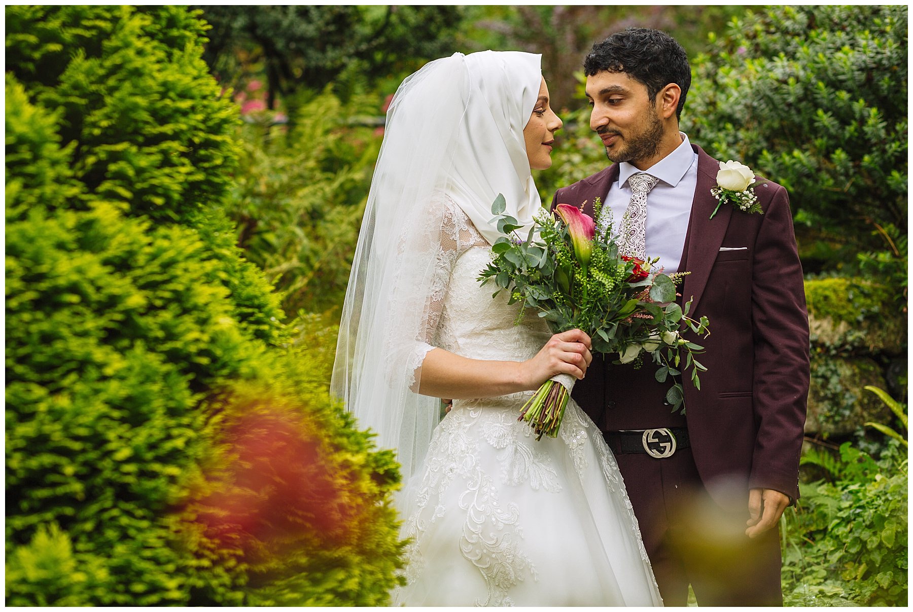 multi cultural wedding photography in fletcher moss botanical gardens