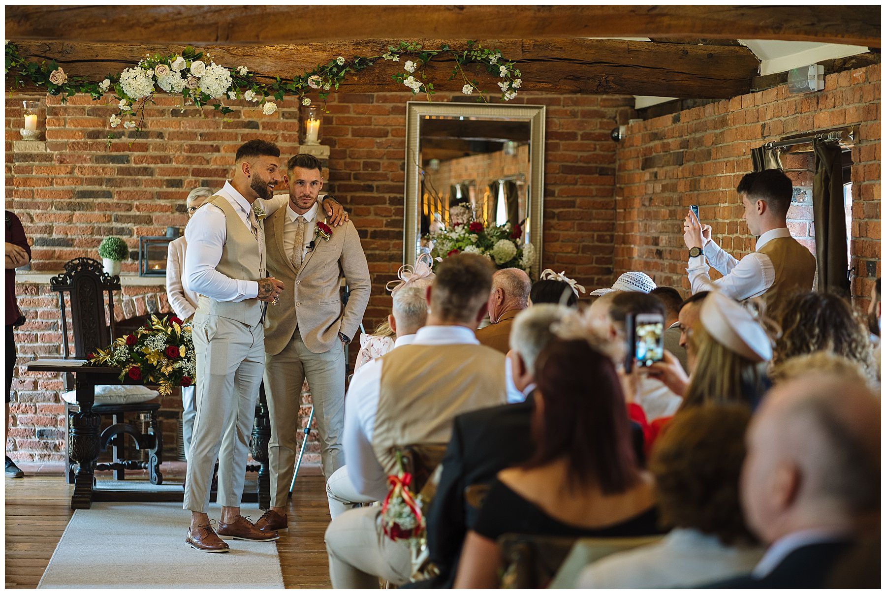 groom awaits his bride at swancar farm