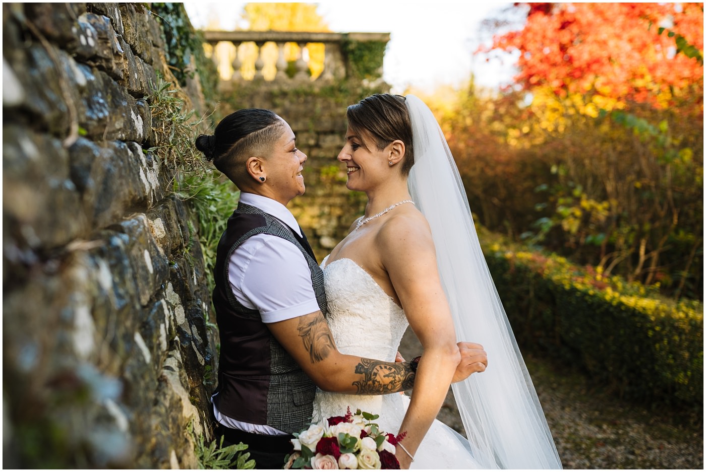 Same Sex wedding portraits at Eaves Hall