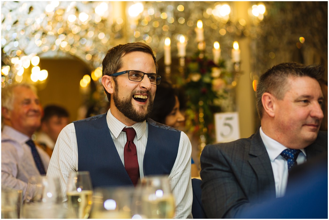 Guests react to wedding games and speeches