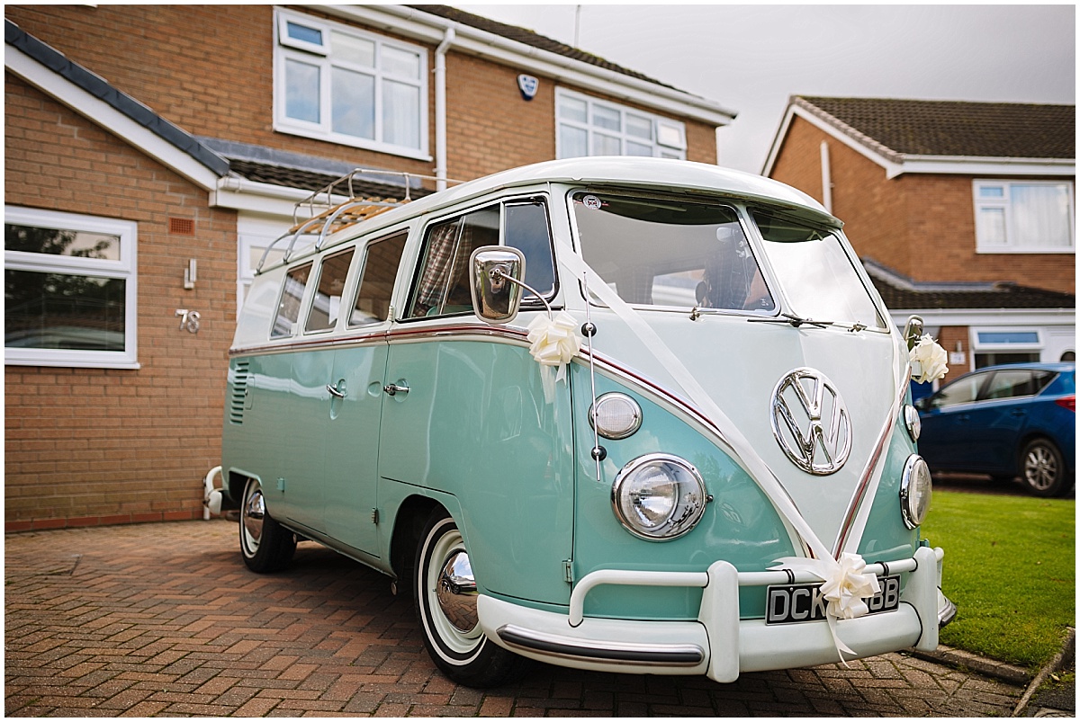 Retro split screen Volkswagen camper van wedding transport