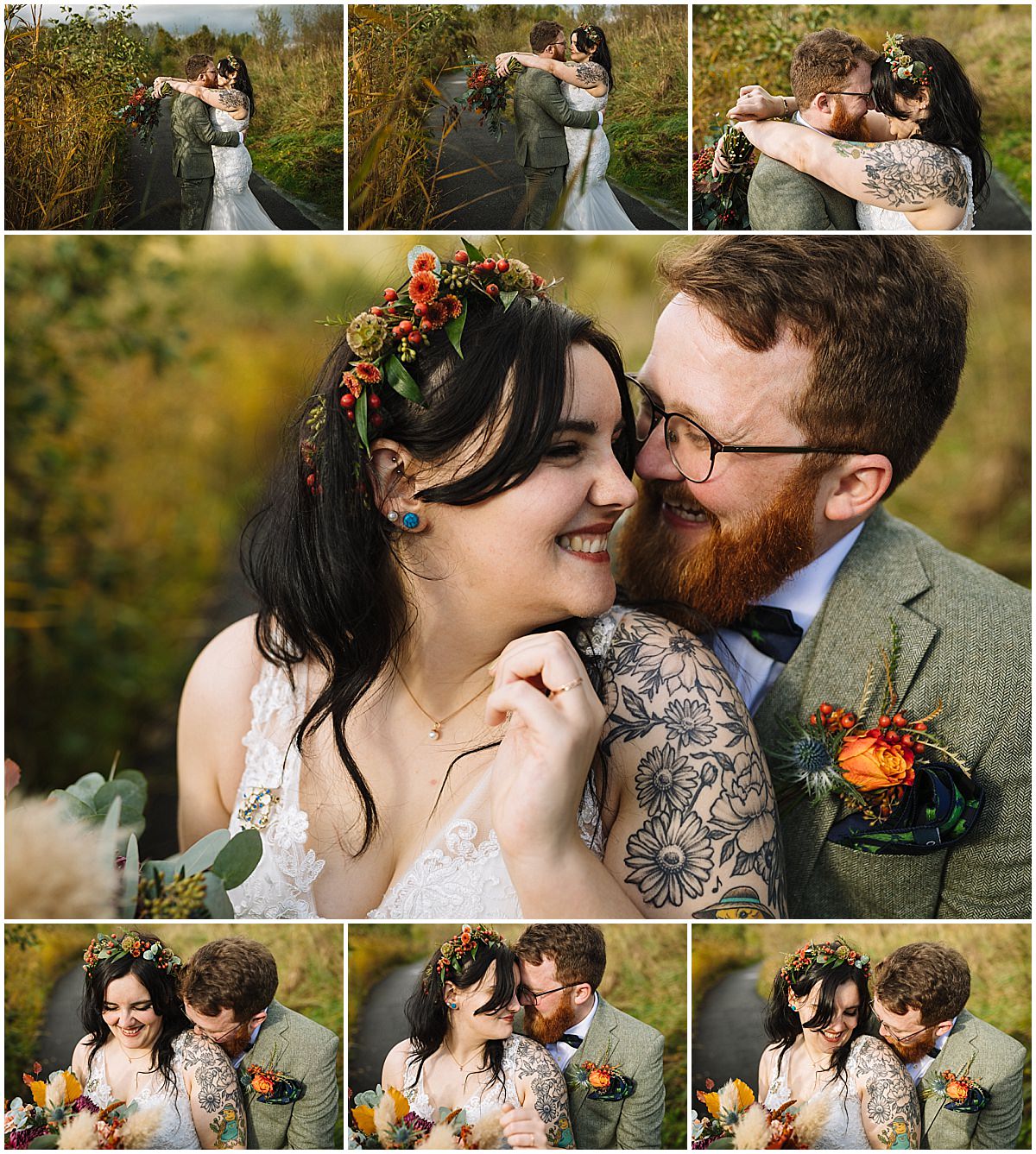 Beautiful wedding portraits at Brockholes Nature Reserve, Lancashire
