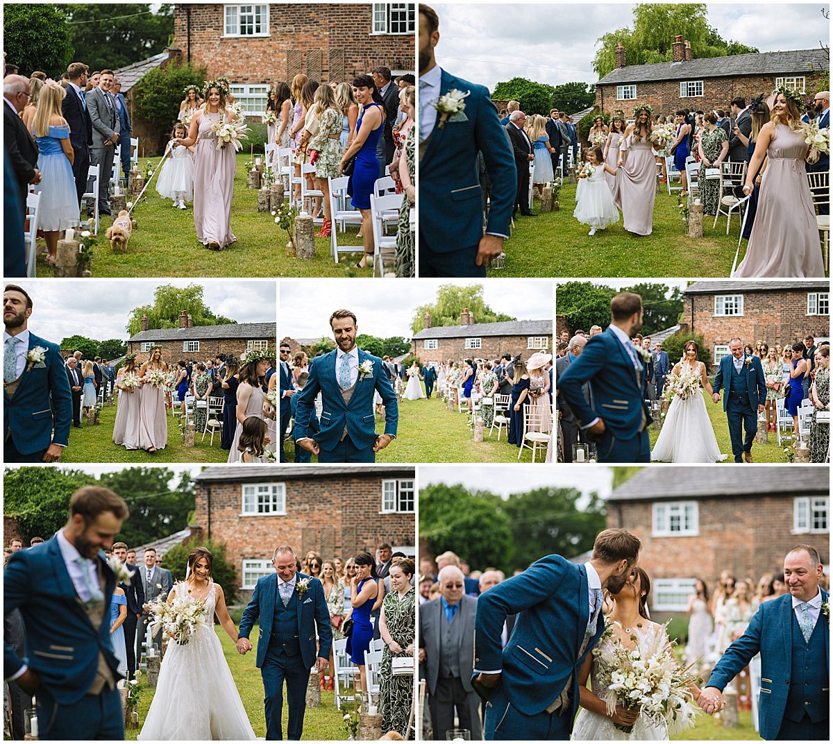 Bride walks down the aisle at Stock Farm Wedding
