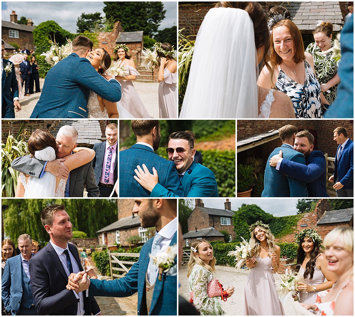 Wedding guests congratulate the newly wed couple