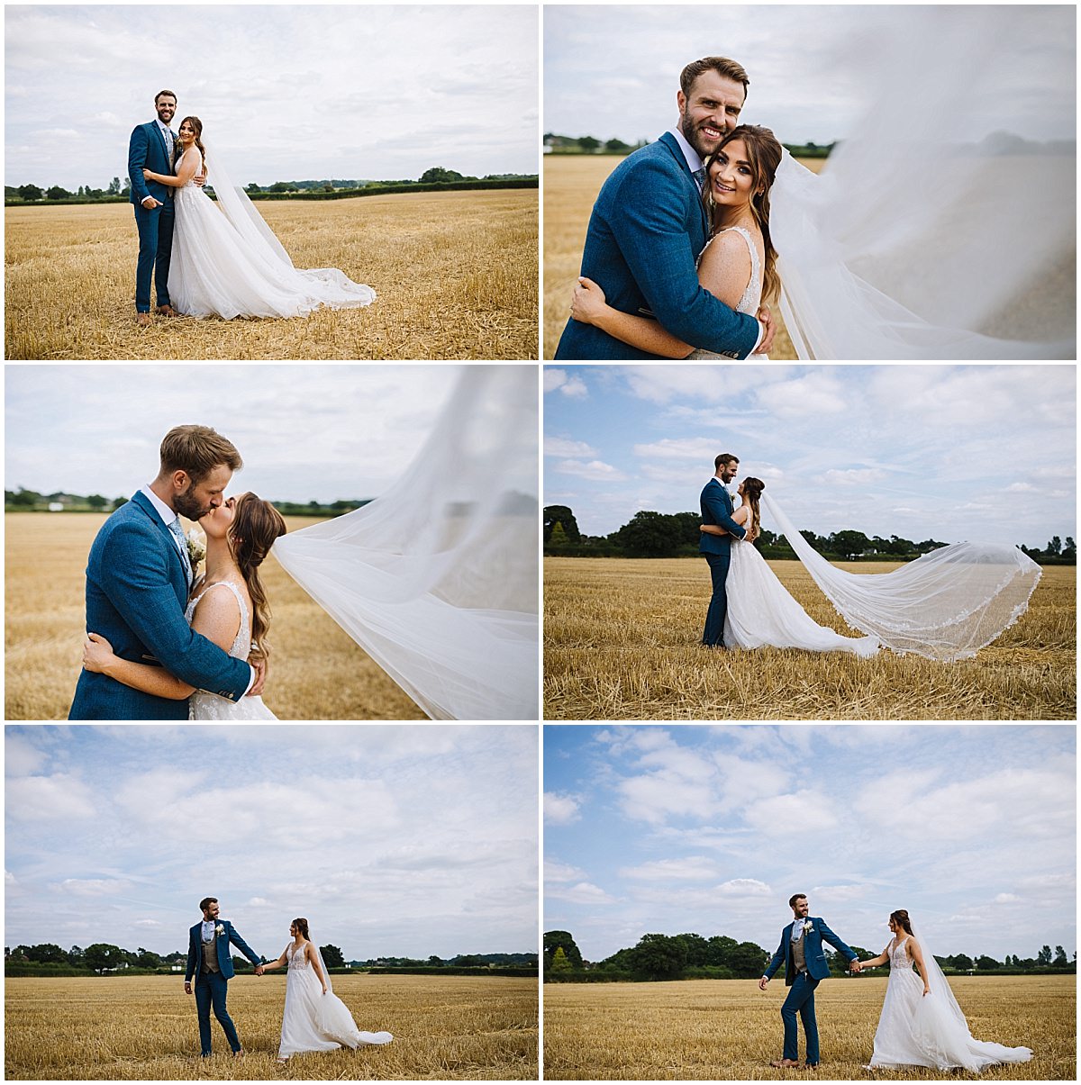 Beautiful couples portraits in the fields at stock farm