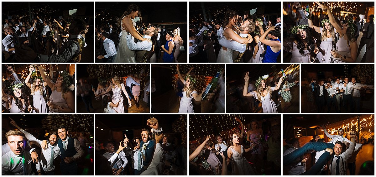 Dance floor party at Stock Farm Wedding