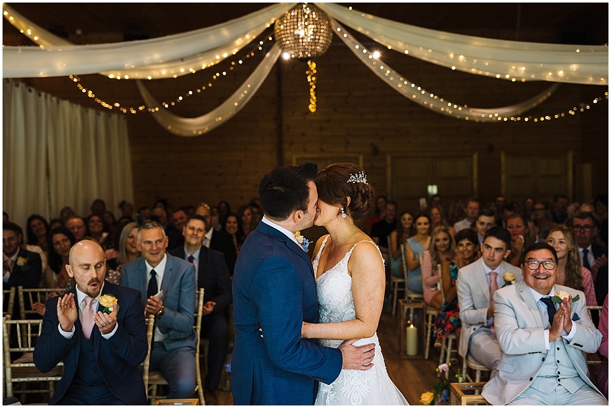 First Kiss at styal lodge wedding