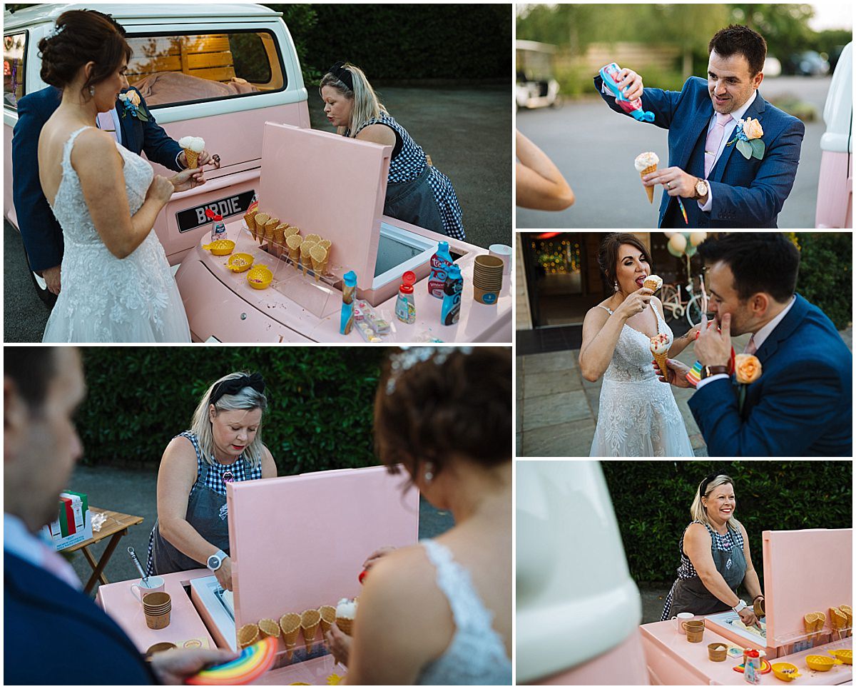 Birdie the camper providing Ice cream and a photobooth