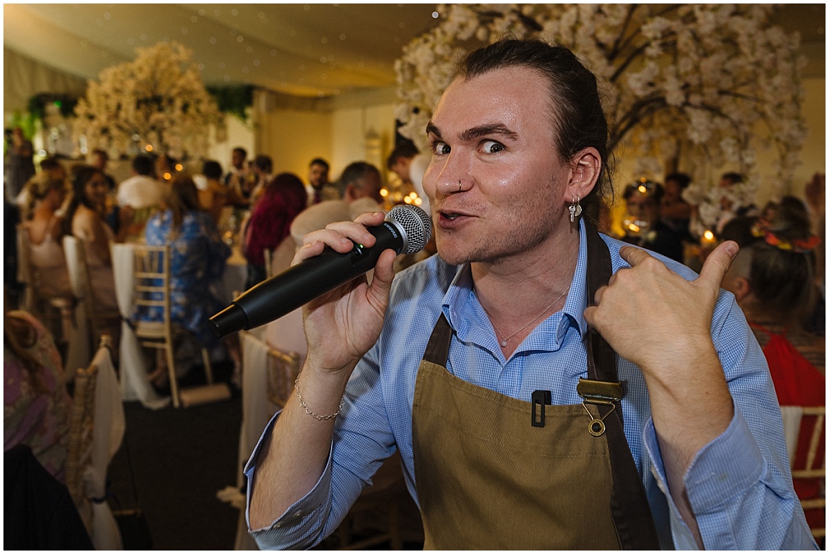 singing waiters surprise wedding guests