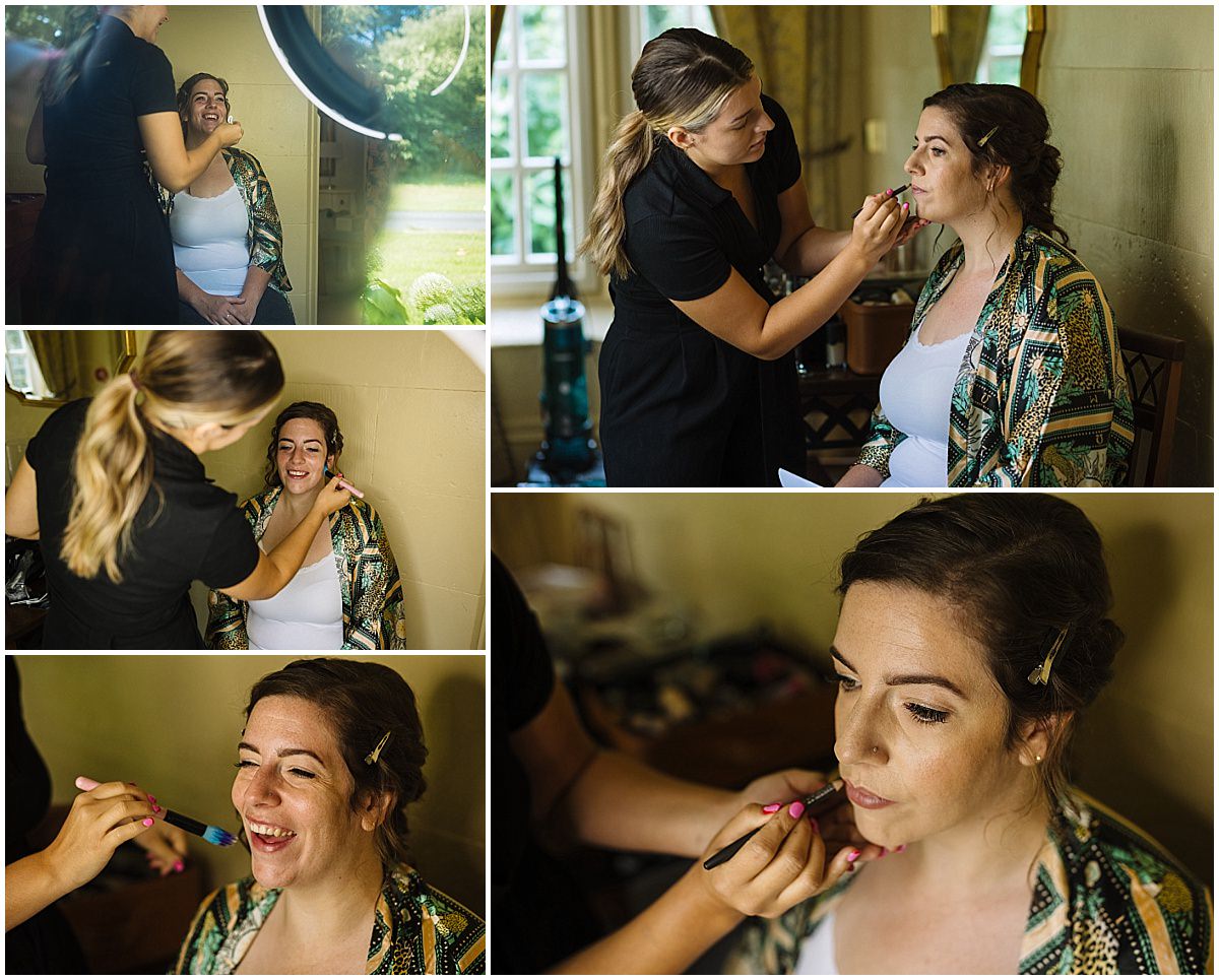 bridal prep in the cottages at combermere abbey