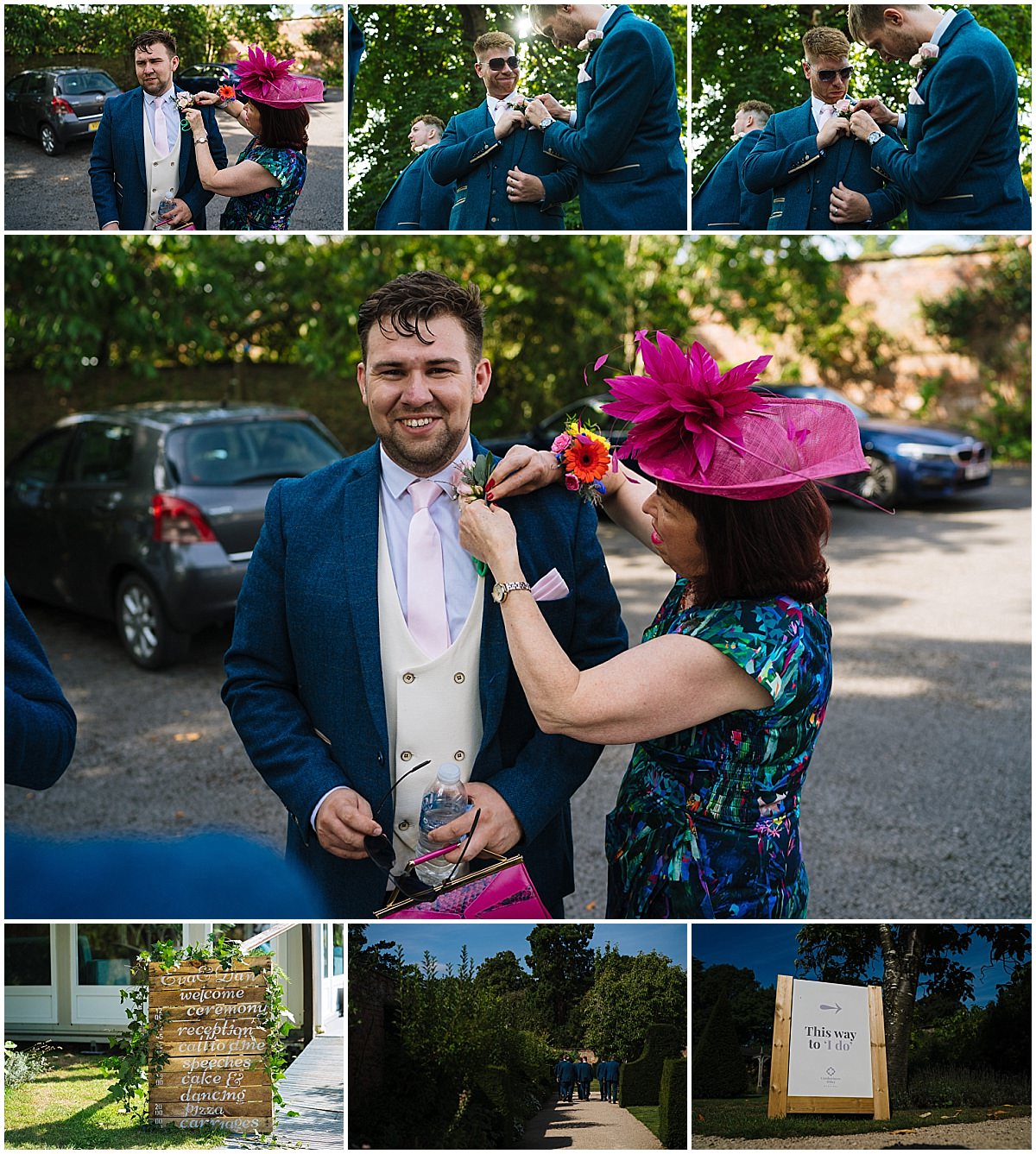 grooms buttonhole being pinned