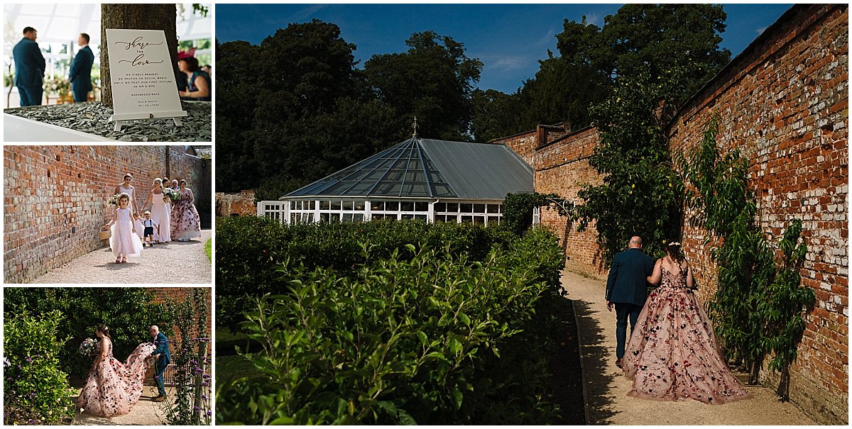 bridal arrival for combermere abbey wedding